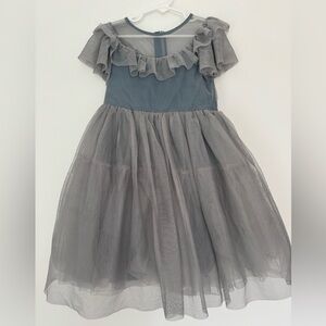 Mini Boden 5-6 girls tulle dress gray VGUC